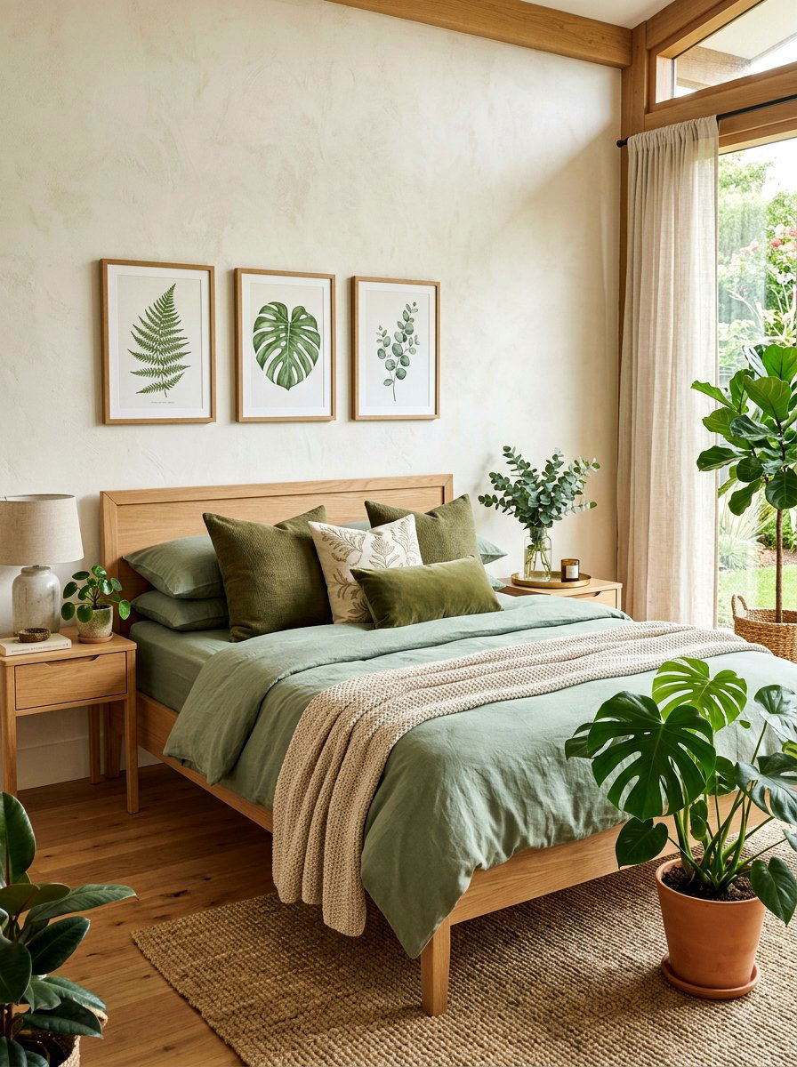 Sage Green Earthy Bed - 30 cozy bedscape ideas