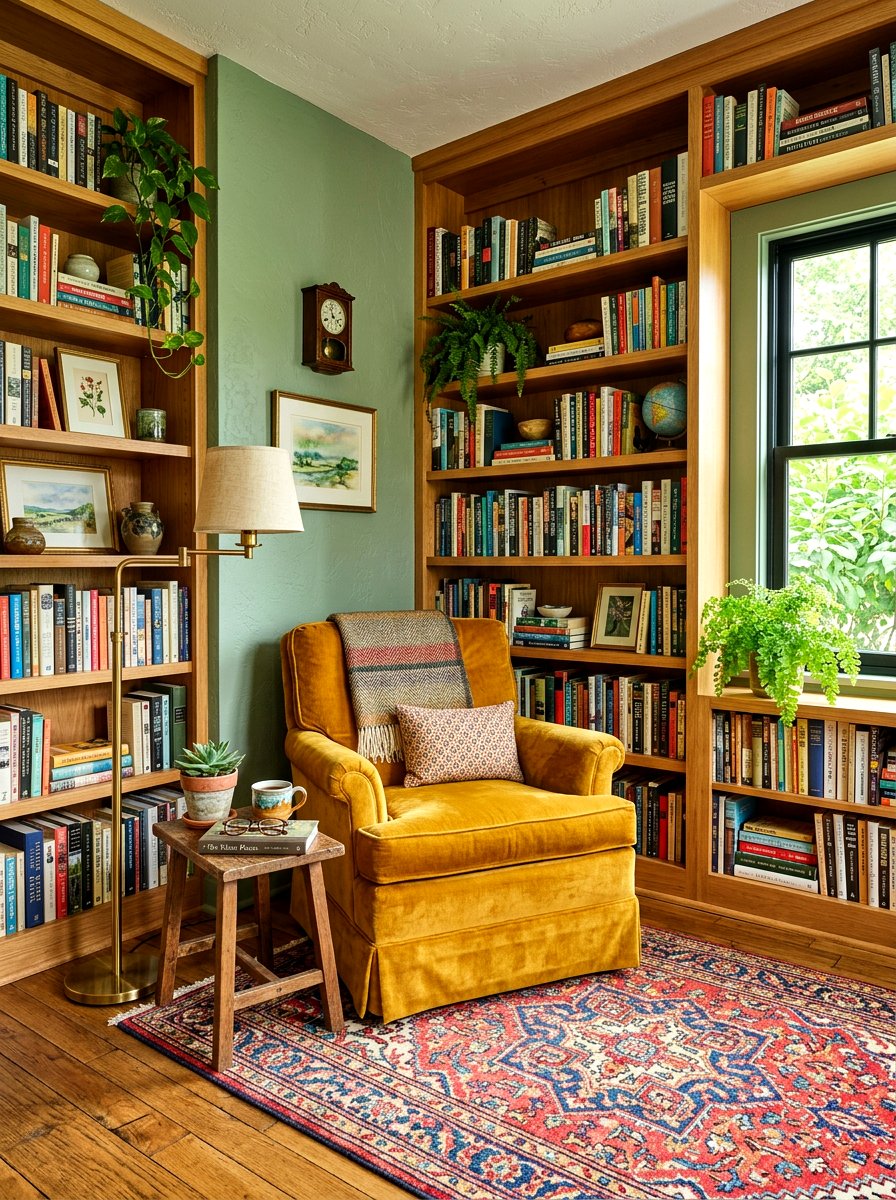 Sage Green Eclectic Reading Nook - 30 sage green decor ideas