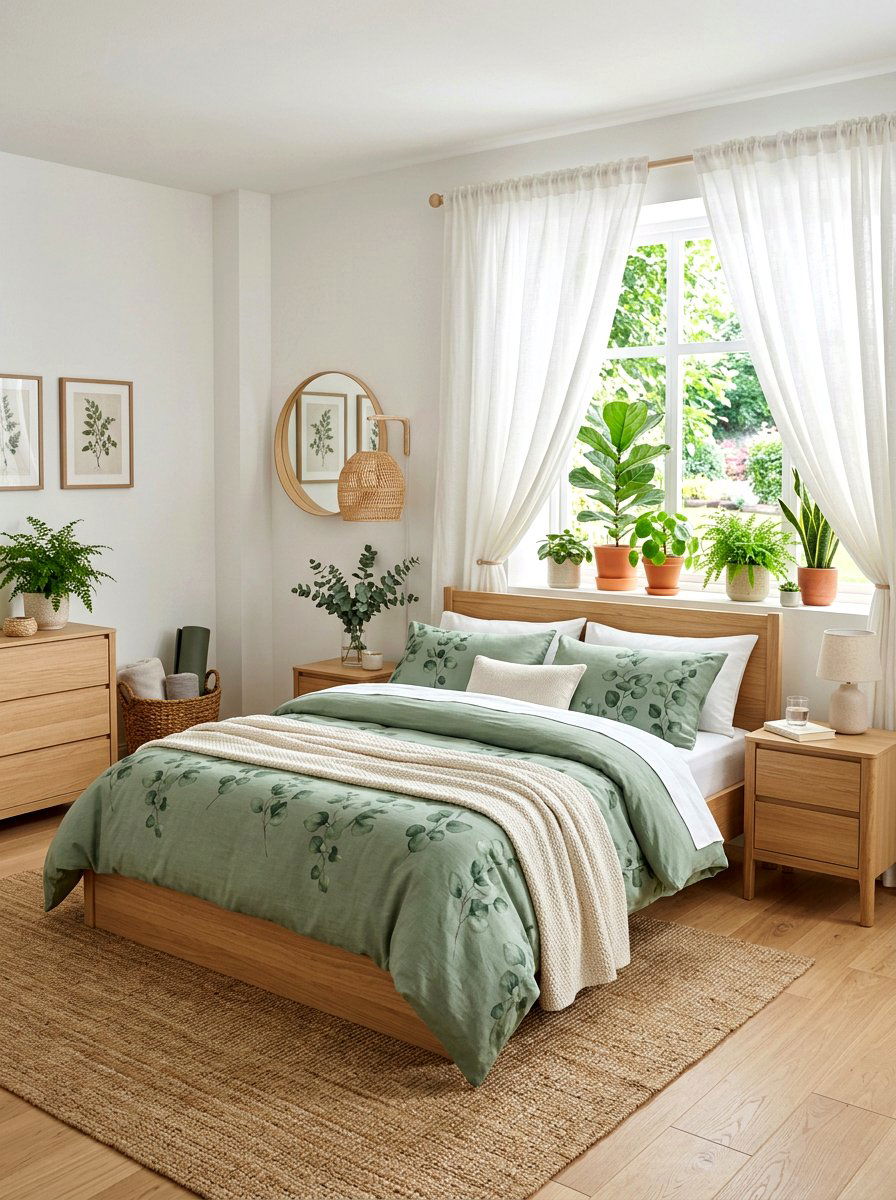 Sage Green Eucalyptus Bedding - 30 floral bedding aesthetic ideas