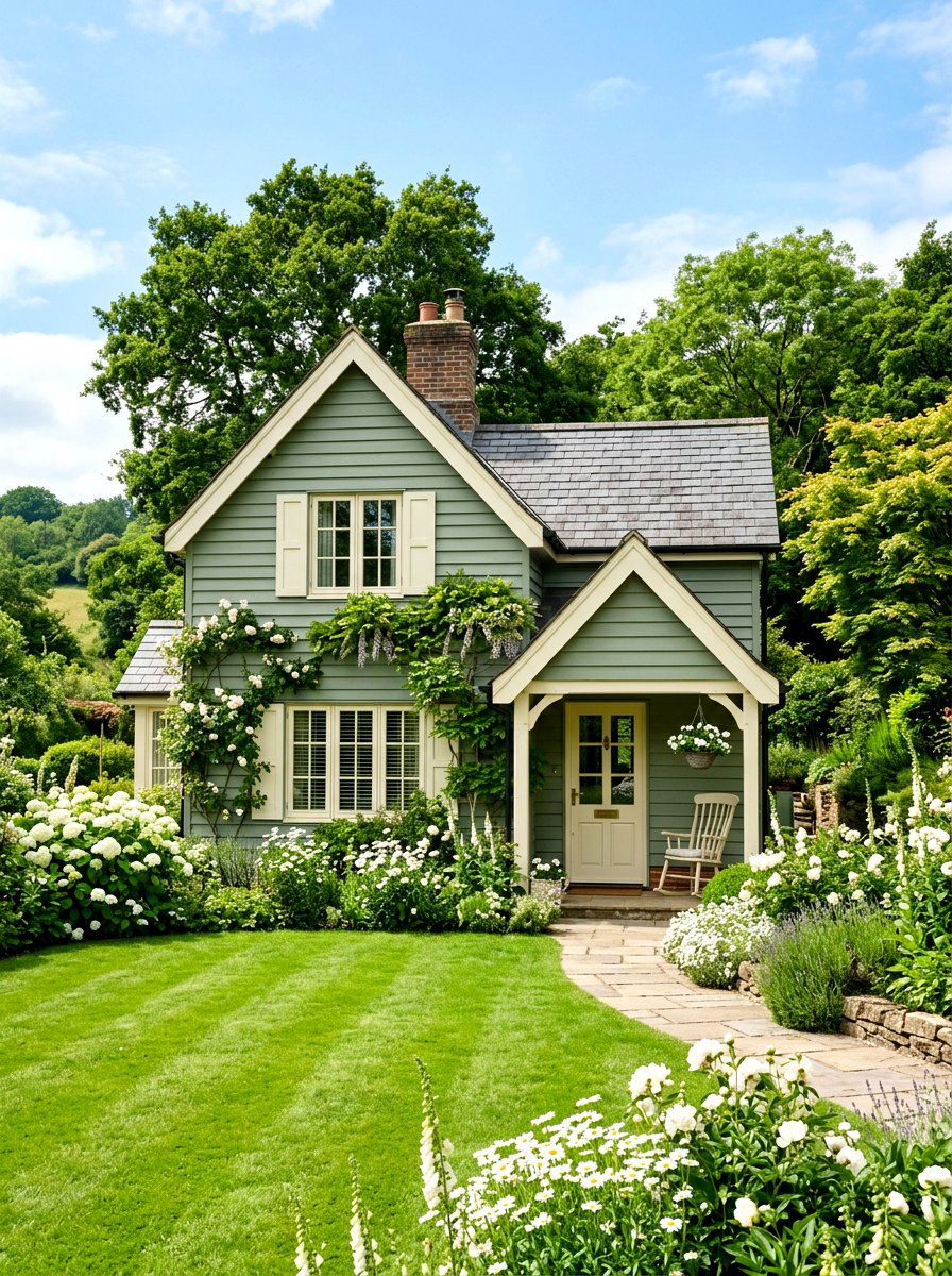 Sage Green Exterior - 30 cottage exterior ideas