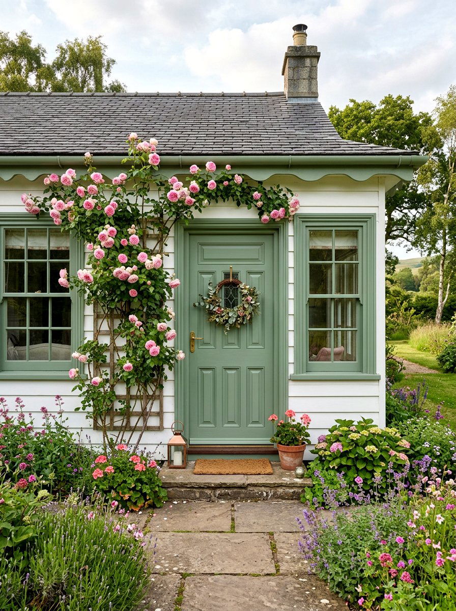 Sage Green Exterior Trim - 30 cottage stoop ideas