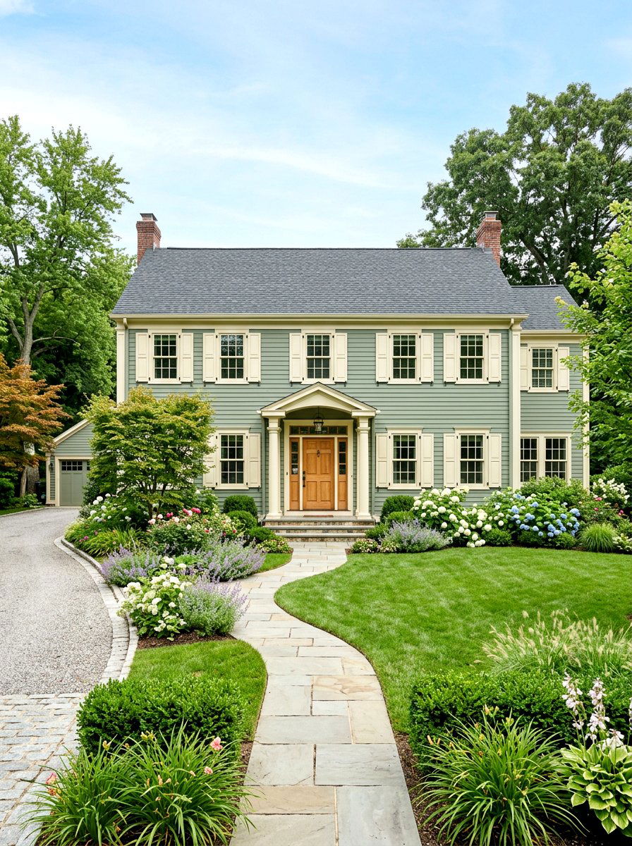Sage Green Exterior - 30 colonial house exterior ideas