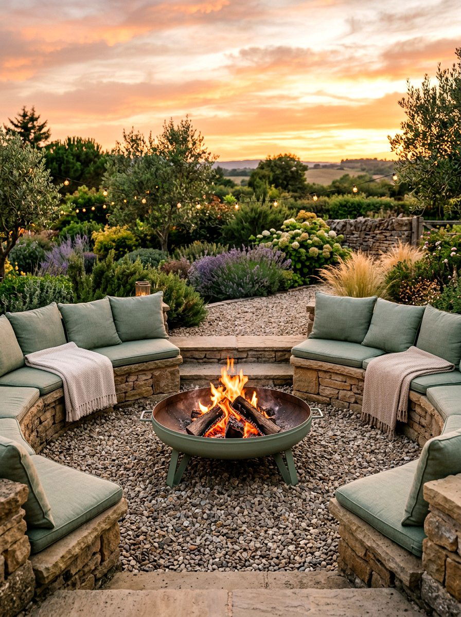 Sage Green Fire Pit - 30 sage green patio ideas