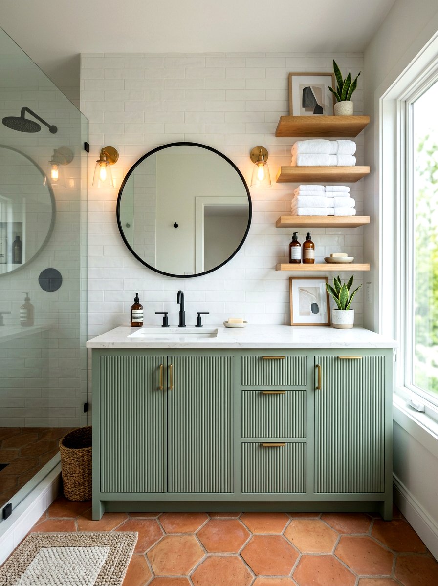 Sage Green Fluted Vanity - 30 fluted vanity bathroom ideas