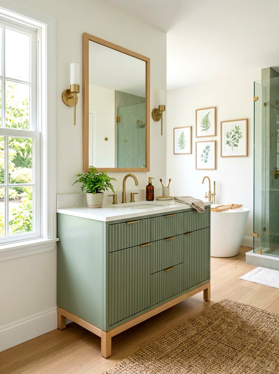 Sage Green Fluted Vanity - 30 fluted vanity ideas