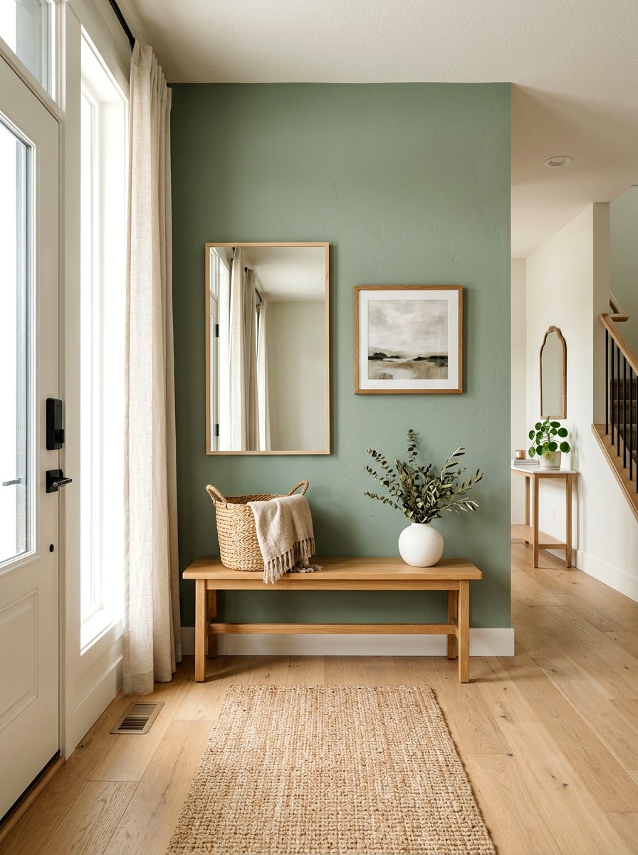 Sage Green Foyer Wall - 30 foyer accent wall ideas