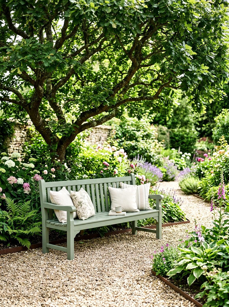 Sage Green Garden Bench - 30 sage green patio ideas