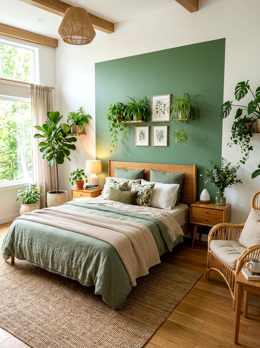 Sage Green Headboard Wall - 30 painted headboard wall ideas