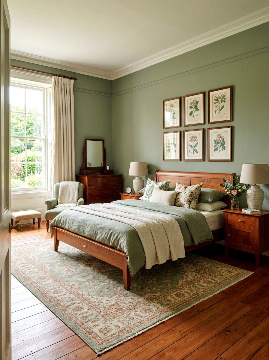 Sage Green Heritage Bedroom - 30 old money bedroom ideas