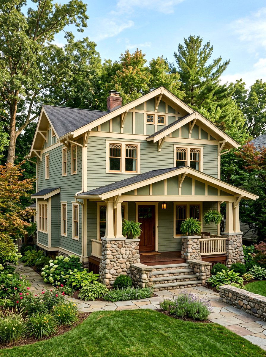 Sage Green House Cream Trim - 30 house trim color ideas