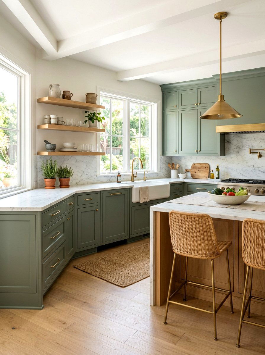 Sage Green Kitchen Cabinets - 30 organic modern kitchen ideas