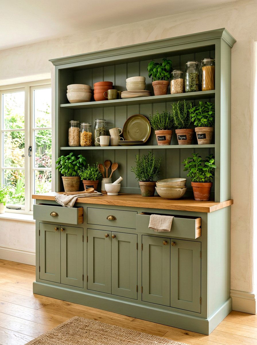 Sage Green Kitchen Hutch - 30 kitchen hutch ideas