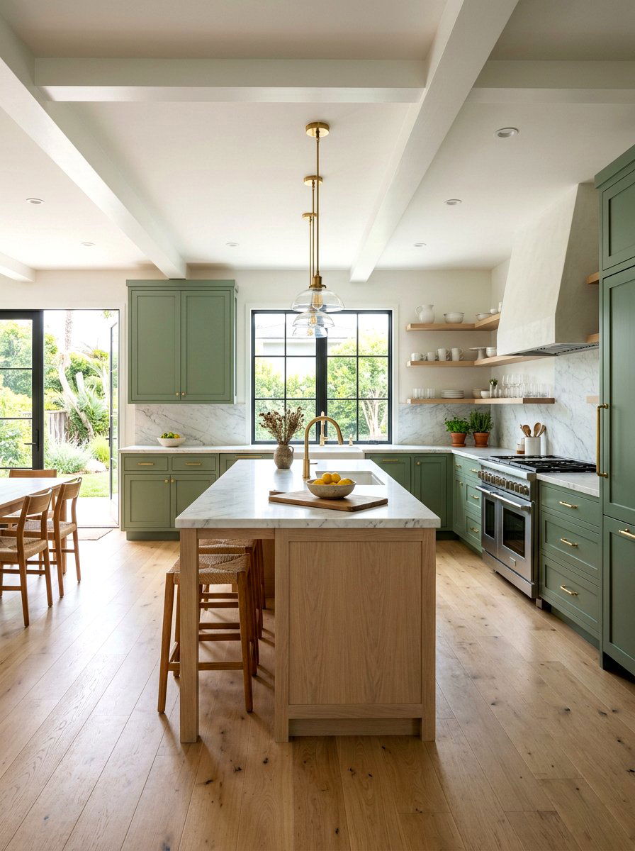 Sage Green Kitchen - 30 California casual kitchen ideas