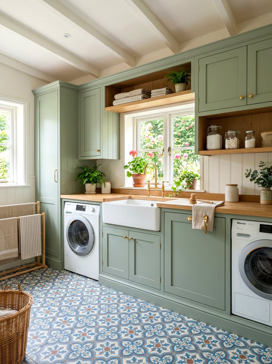Sage Green Laundry Cabinets - 30 laundry room cabinet ideas