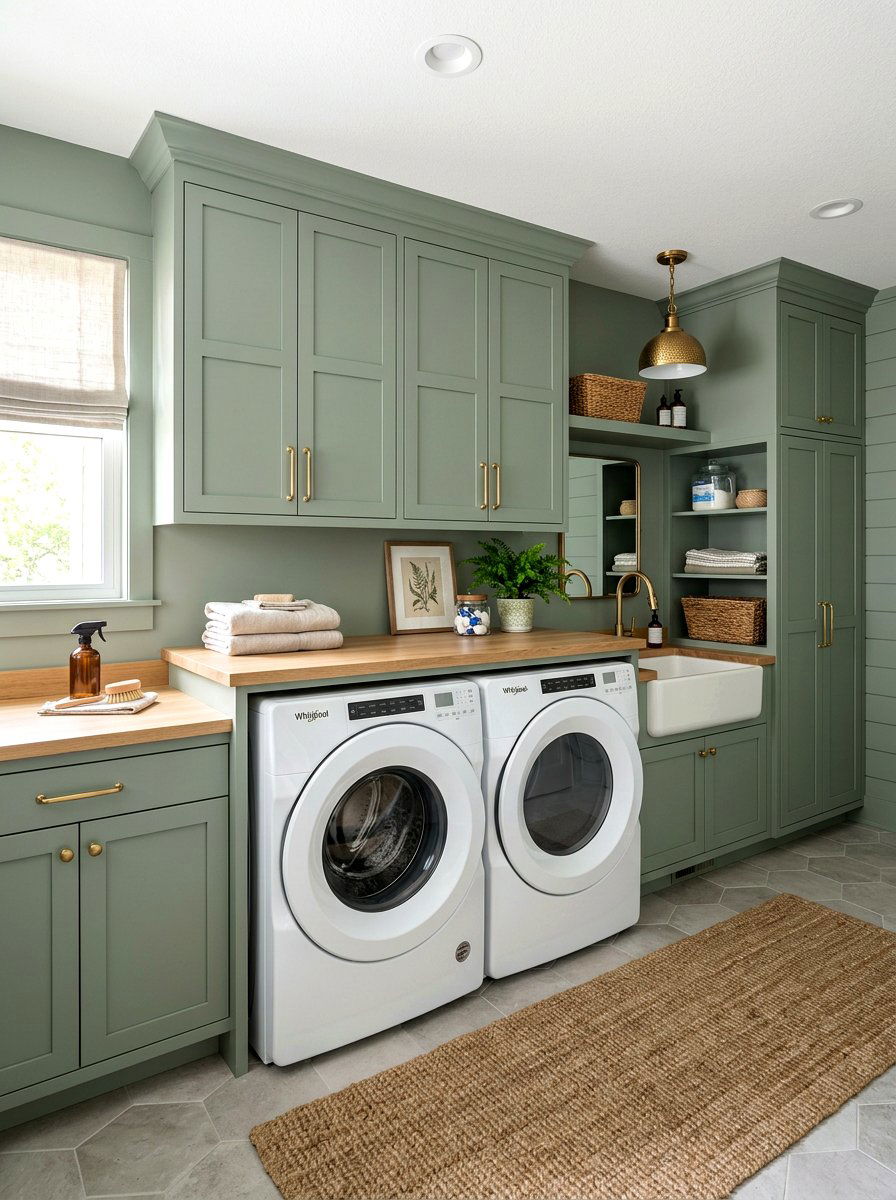 Sage Green Laundry Room - 30 side by side laundry ideas