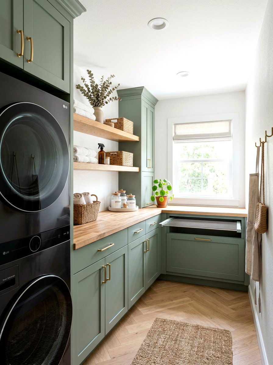 Sage Green Laundry Room - 30 tiny room big color ideas