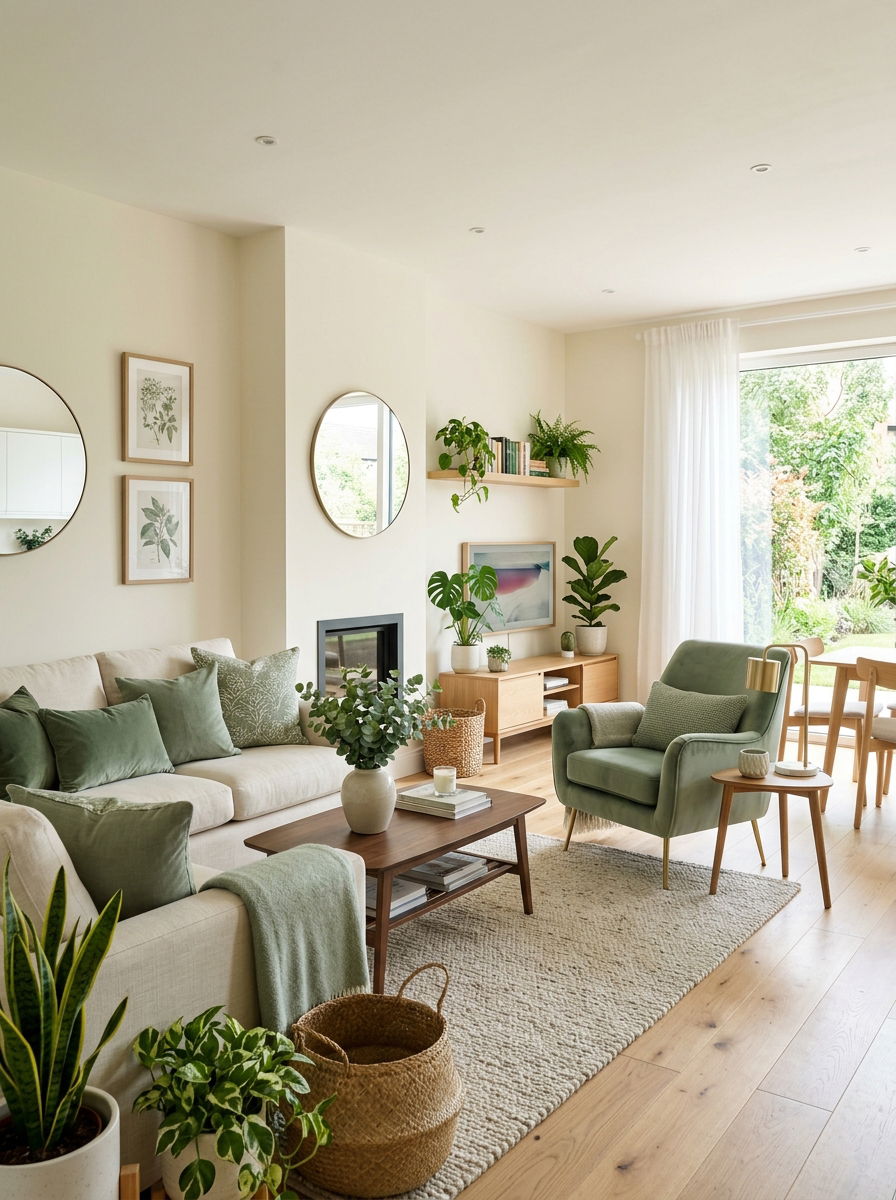 Sage Green Living Room - 30 organic modern living space ideas