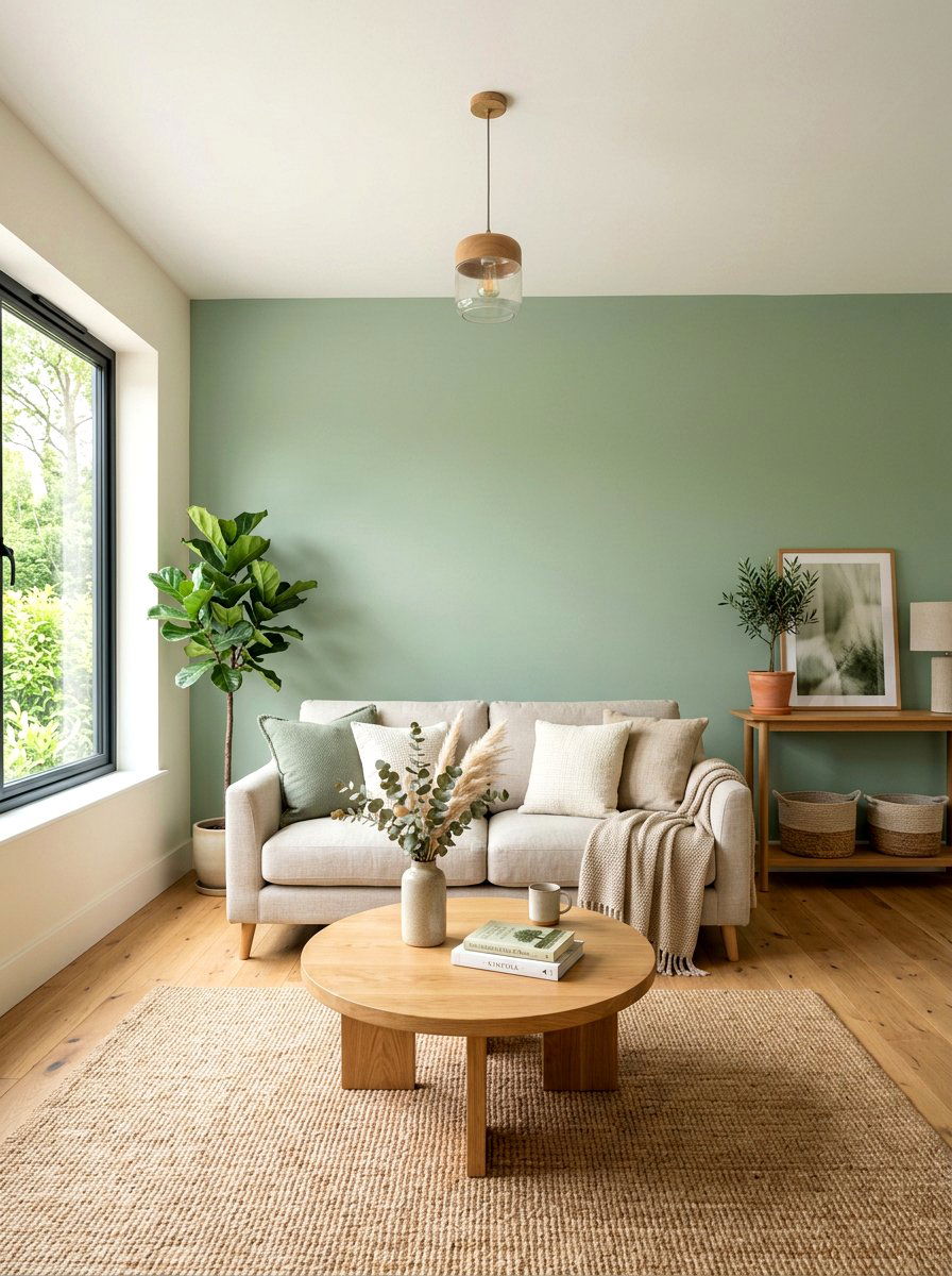 Sage Green Living Room - 30 warm minimalist home ideas