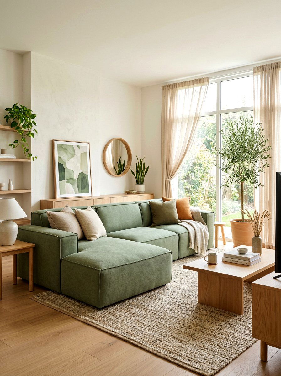 Sage Green Modular Couch - 30 pit sofa living room ideas