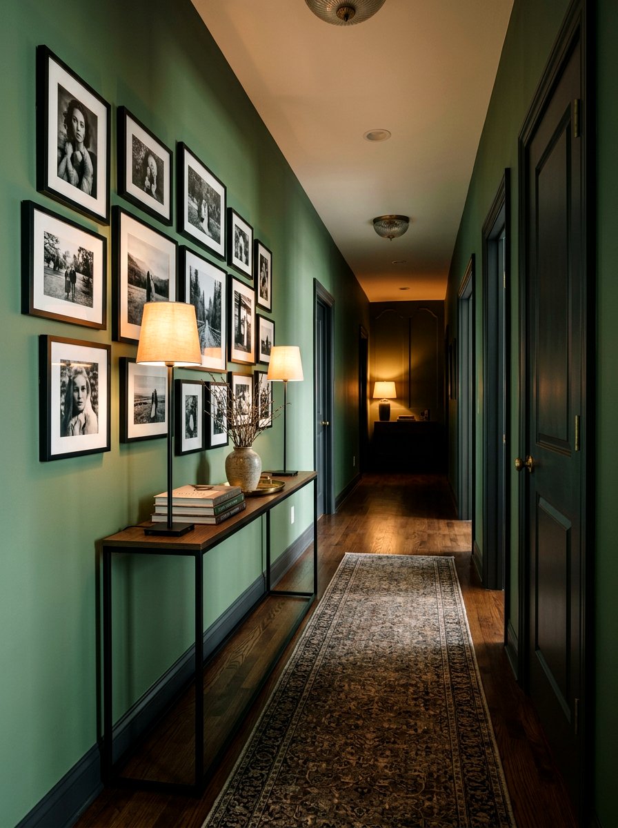 Sage Green Moody Hallway - 30 sage green decor ideas