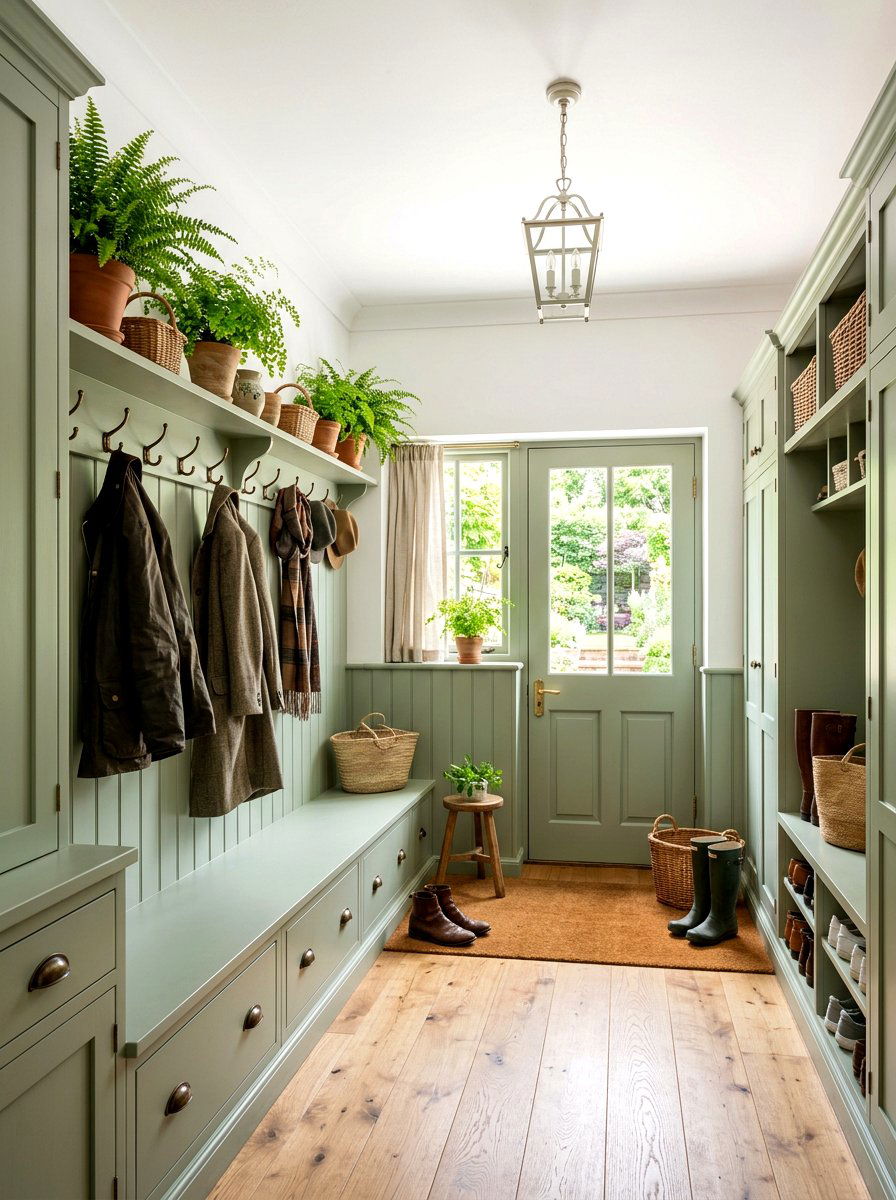 Sage Green Mudroom - 30 English mudroom ideas
