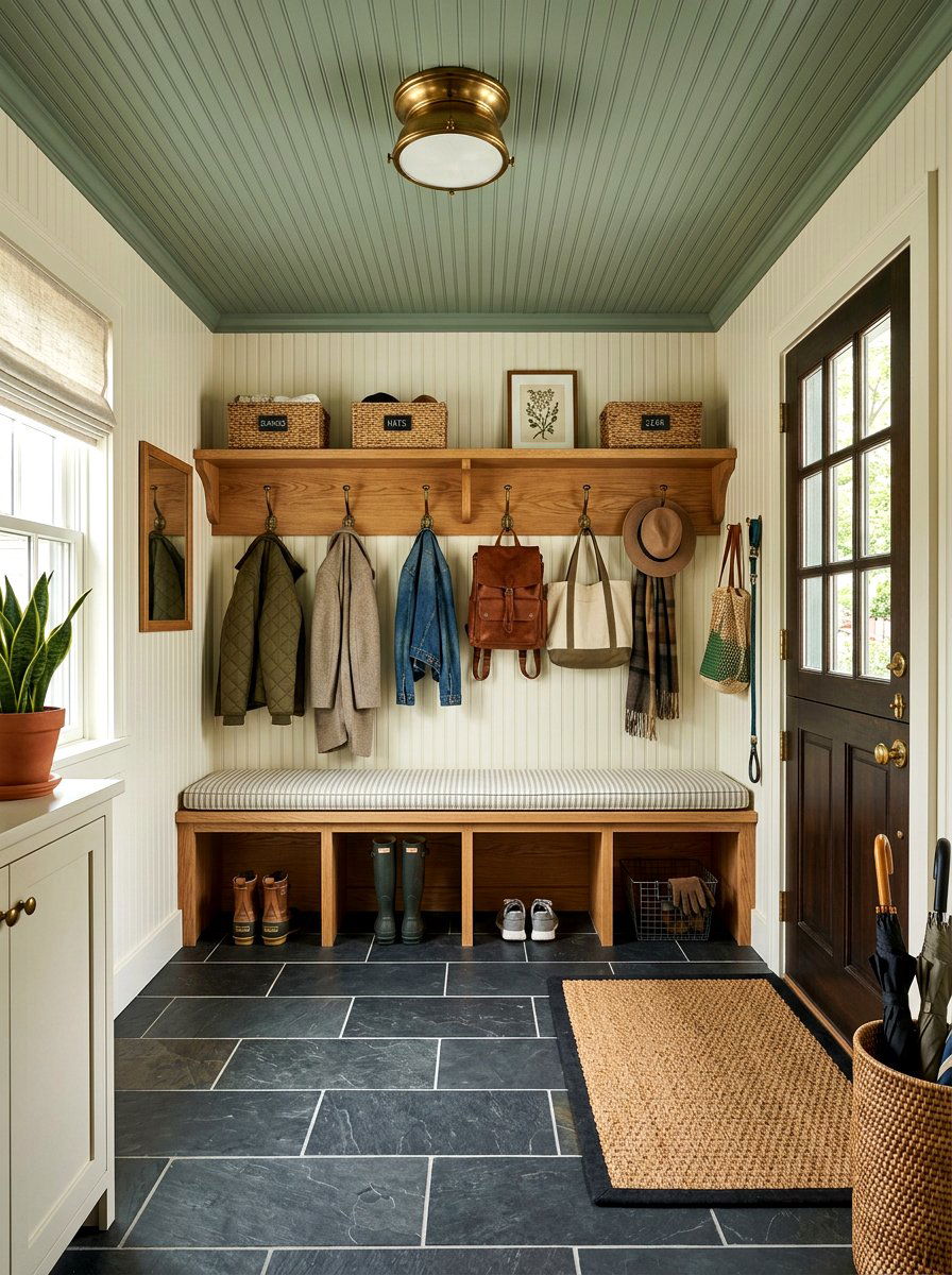 Sage Green Mudroom Beadboard - 30 beadboard ceiling ideas