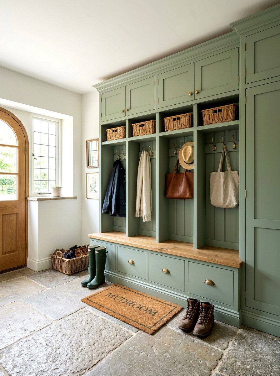 Sage Green Mudroom Cabinets - 30 farmhouse mudroom ideas