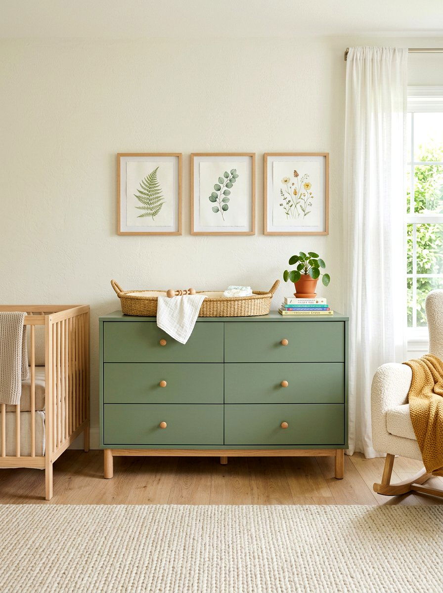 Sage Green Nursery Dresser - 30 changing station ideas