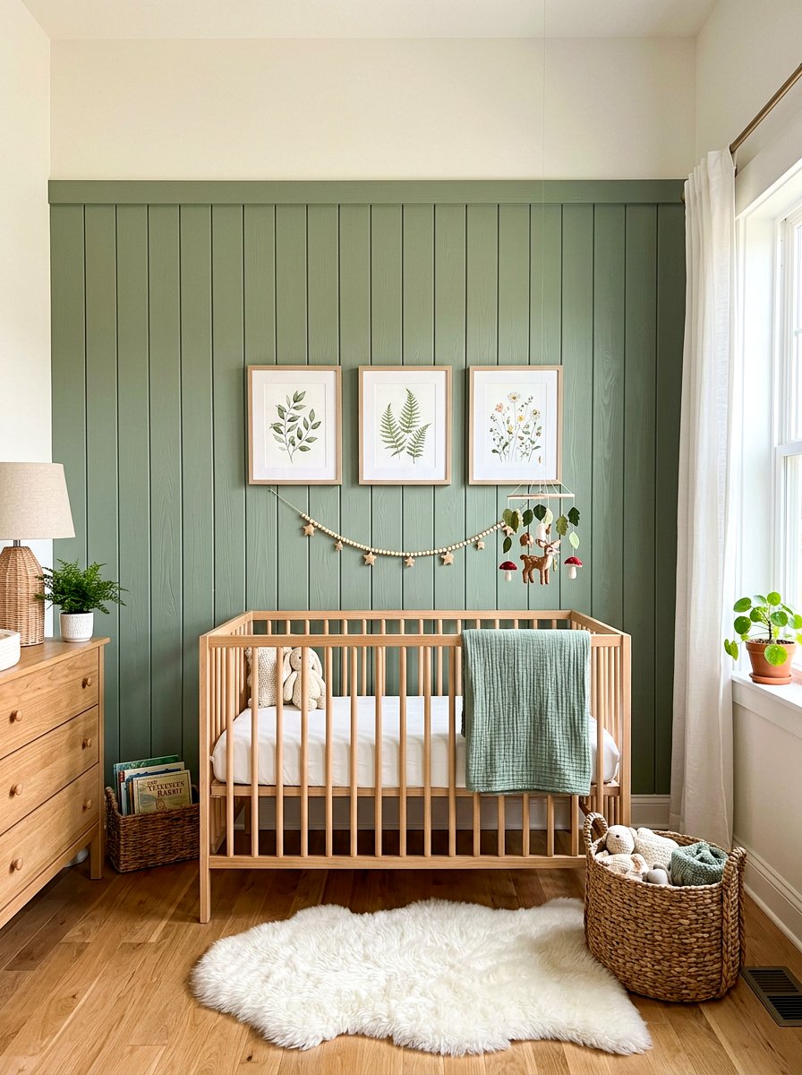 Sage Green Paneling - 30 nursery accent wall ideas