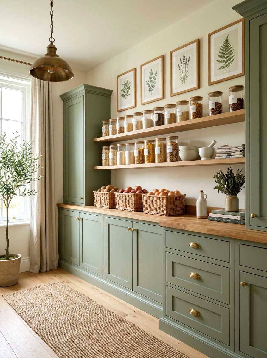 Sage Green Pantry - 30 farmhouse pantry ideas