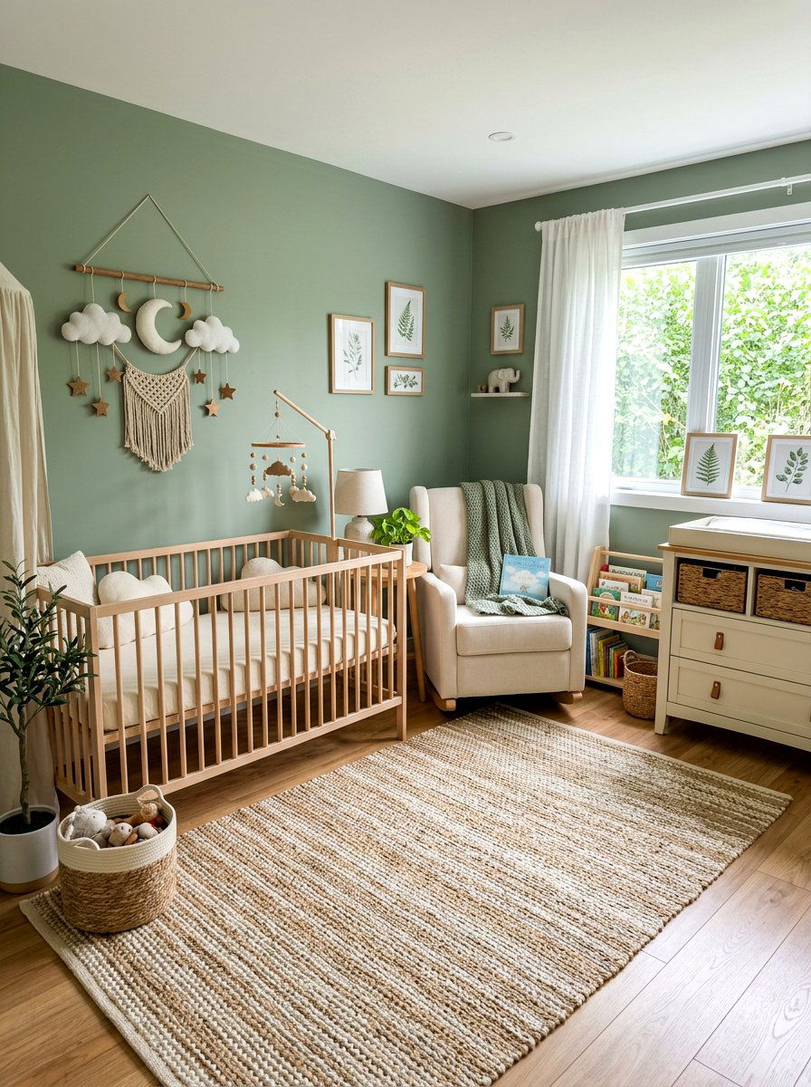 Sage Green Peaceful Cloud Nursery - 30 cloud nursery ideas