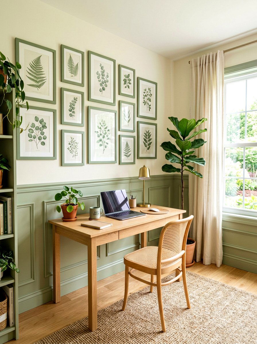 Sage Green Picture Frame Trim - 30 office wall molding ideas