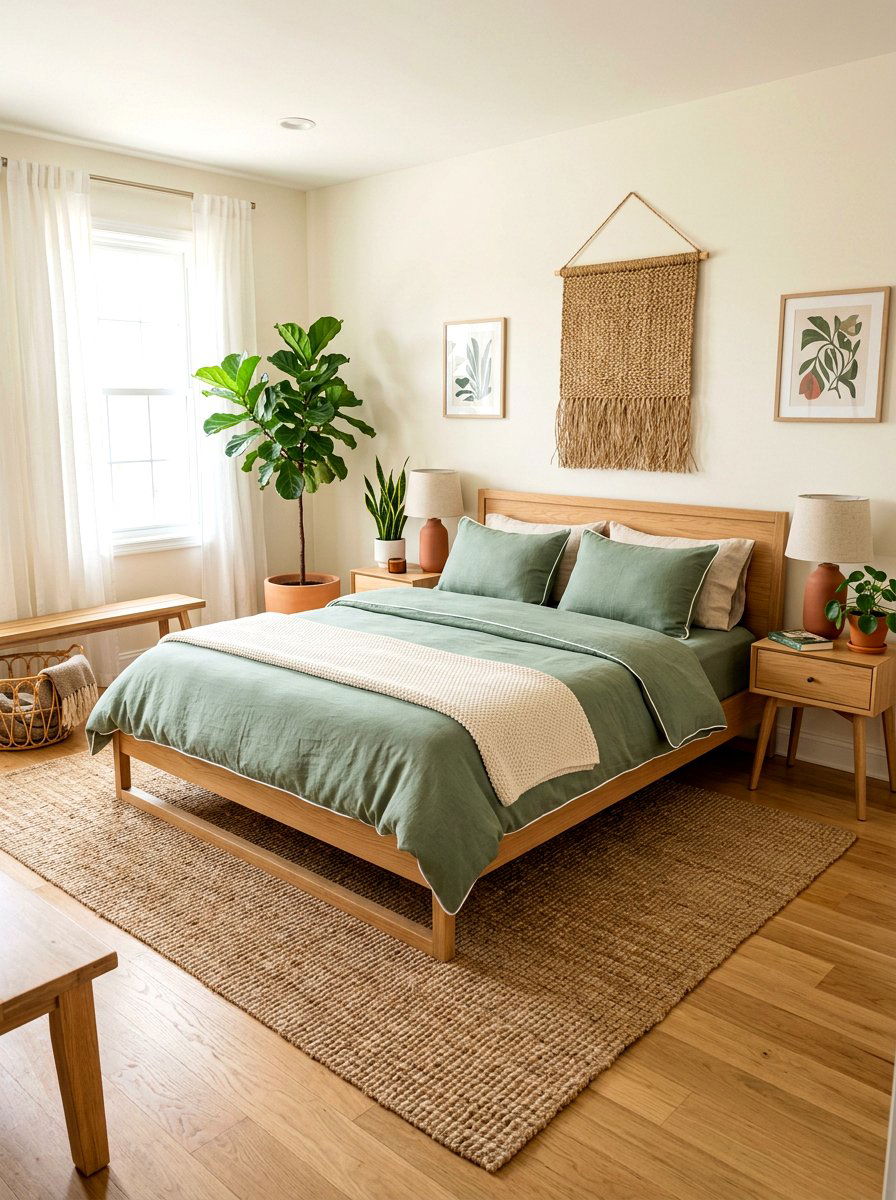 Sage Green Piped Bedding - 30 contrast trim bedding ideas