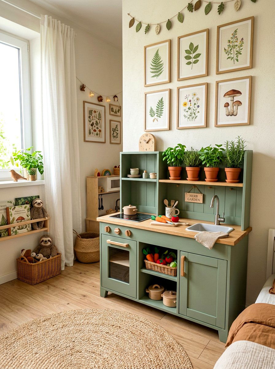 Sage Green Play Kitchen - 30 play kitchen corner ideas