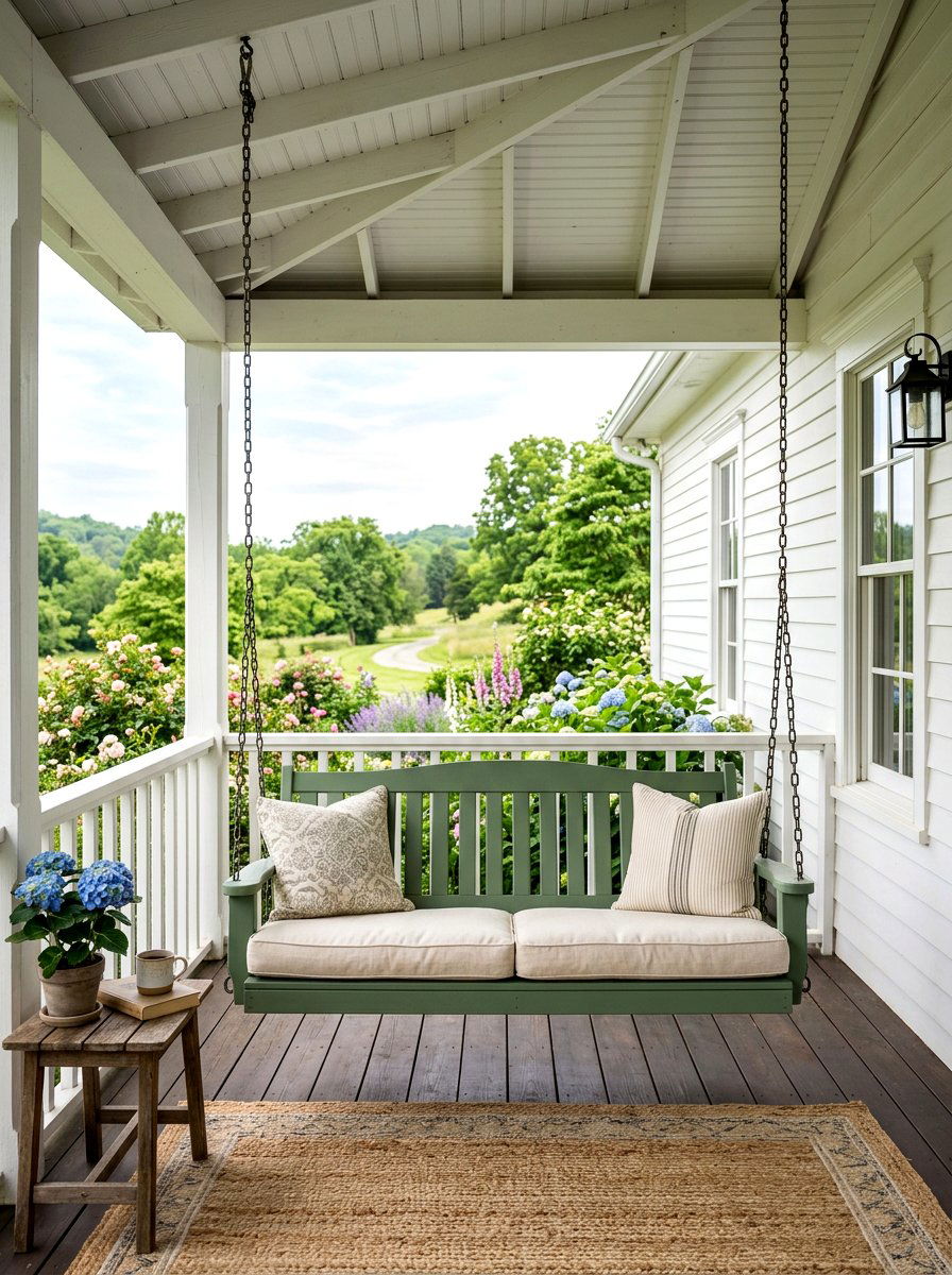 Sage Green Porch Swing - 30 sage green patio ideas