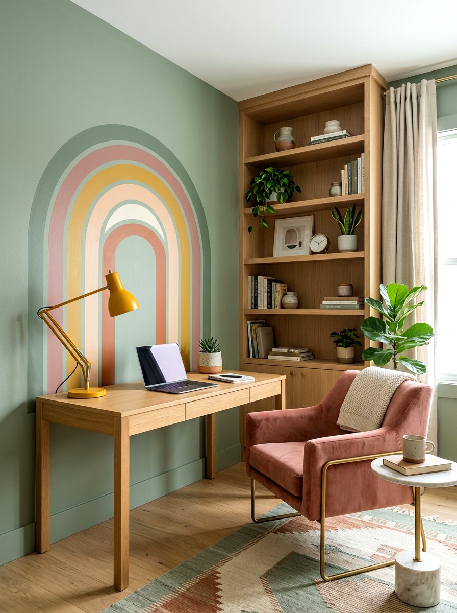 Sage Green Rainbow Accents - 30 muted rainbow bedroom ideas