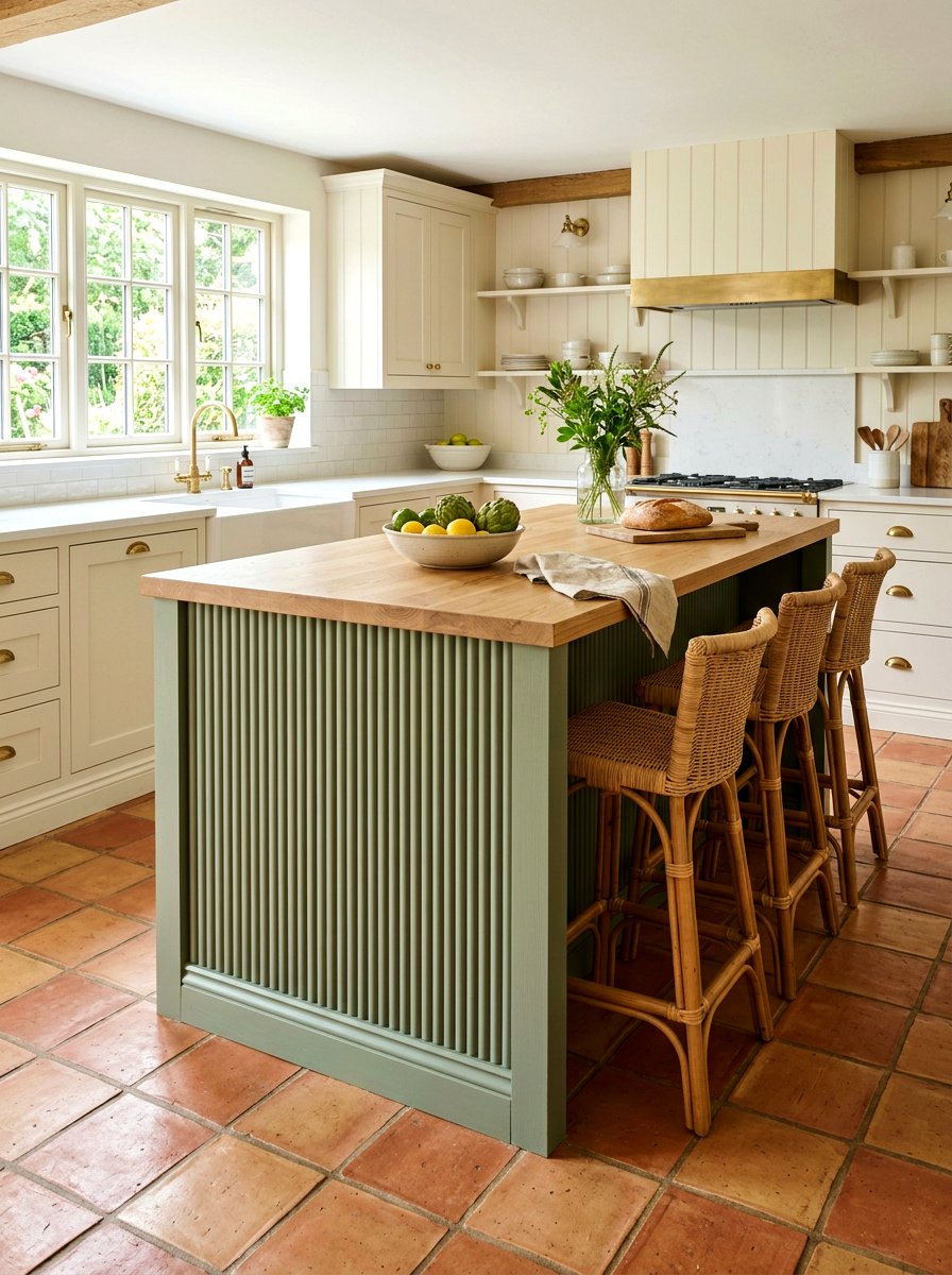 Sage Green Reeded Kitchen Island - 30 reeded kitchen island ideas