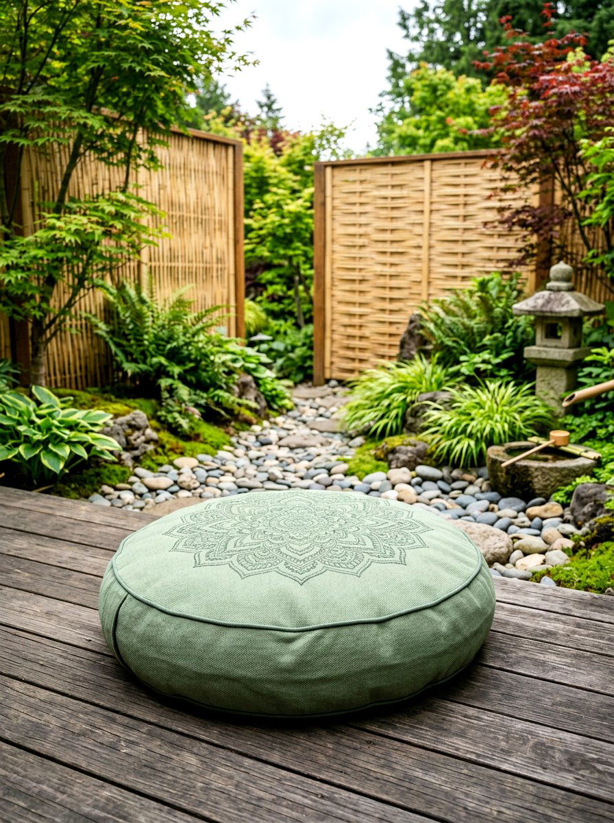 Sage Green Round Floor Cushion - 30 outdoor pouf ideas