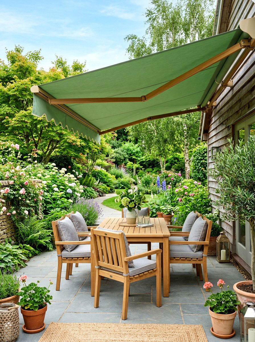Sage Green Scalloped Garden Awning - 30 scalloped awning ideas