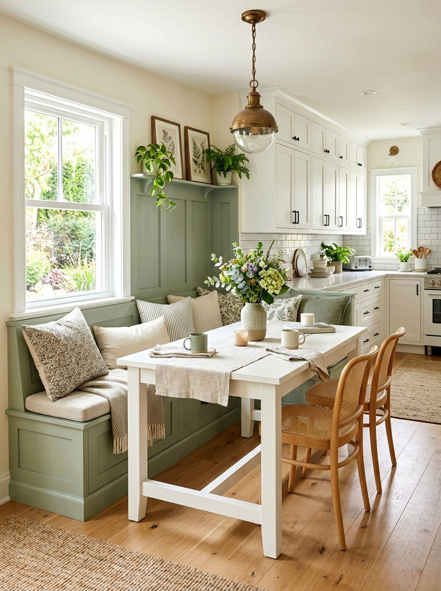 Sage Green Shaker Design - 30 Nancy Meyers breakfast nook ideas