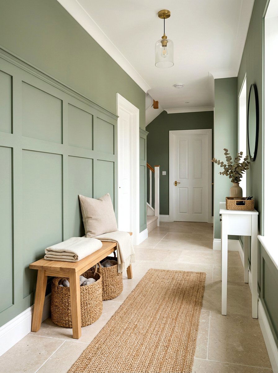 Sage Green Shaker Trim - 30 trim drenched foyer ideas