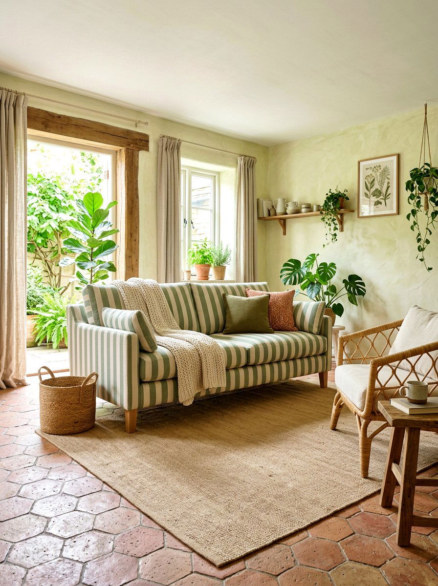 Sage Green Striped Sofa - 30 striped sofa ideas
