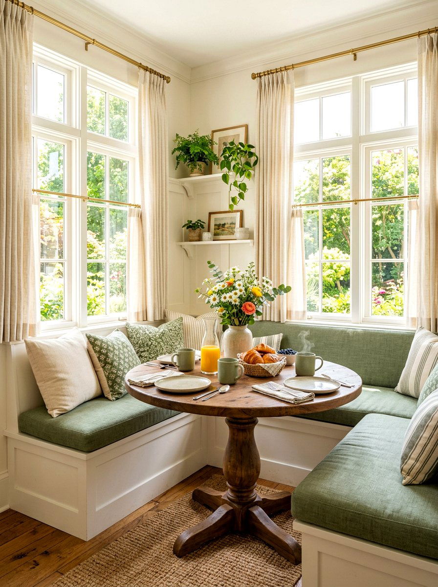 Sage Green Sun Drenched Breakfast Nook - 30 sage green decor ideas