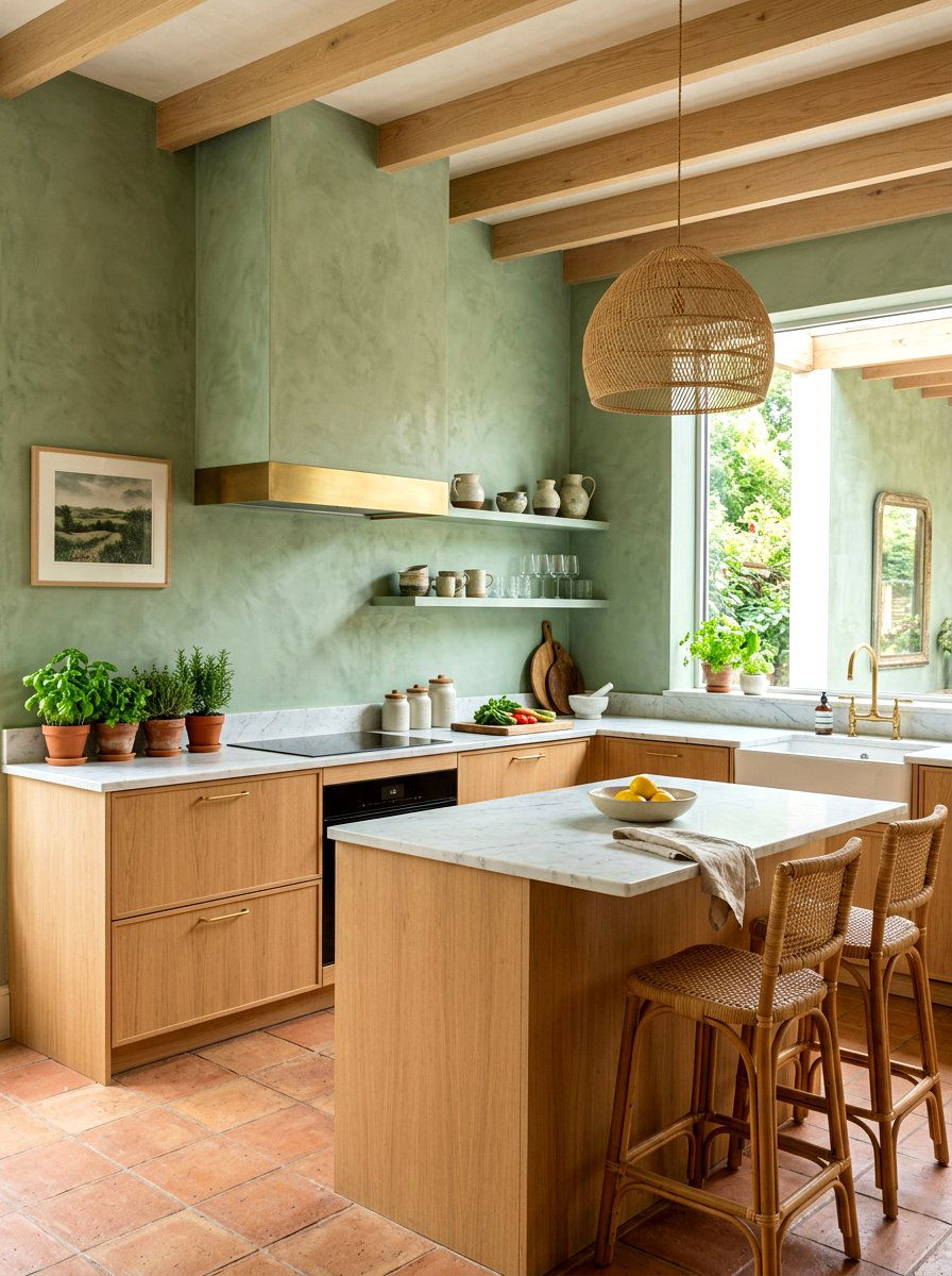 Sage Green Tadelakt Kitchen - 30 tadelakt kitchen ideas
