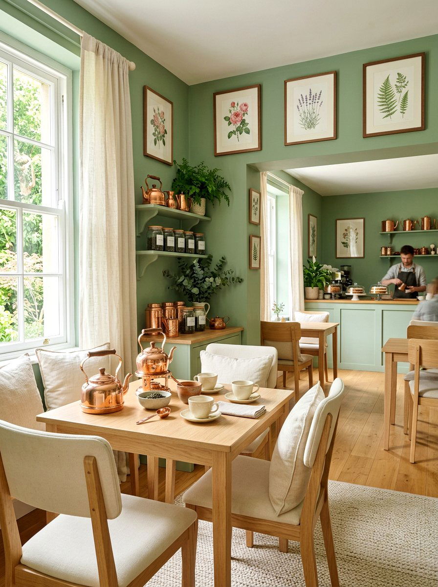 Sage Green Tea Room - 30 English tea room ideas