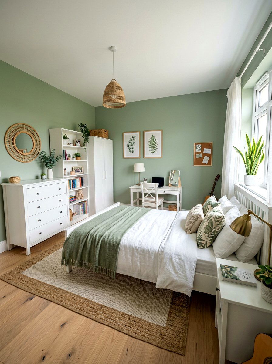 Sage Green Teen Room - 30 cool teen room ideas aesthetic