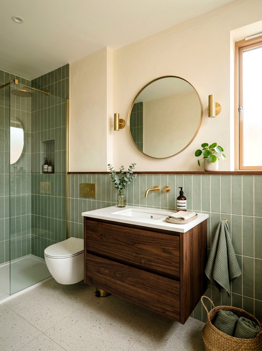 Sage Green Tile Bathroom - 30 half tiled bathroom ideas