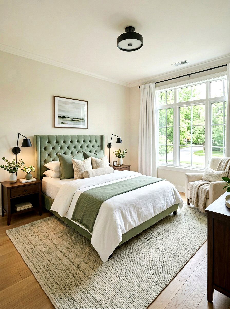Sage Green Transitional Guest Room - 30 sage green decor ideas