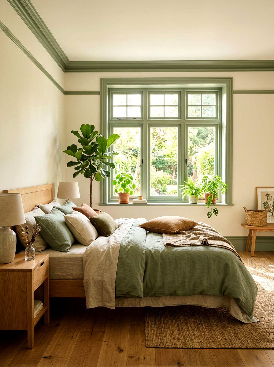 Sage Green Trim Bedroom - 30 painted trim bedroom ideas