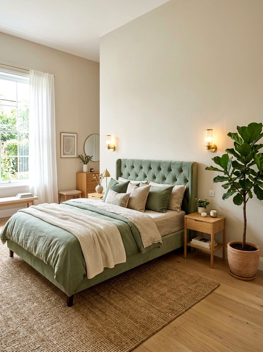 Sage Green Velvet Bed - 30 elevated bed styling bedroom ideas